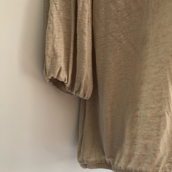 Chico’s Linen Blend Neutral w/Pink Bead Embellished/Embroidered V NeckTunic - Picture 3 of 8